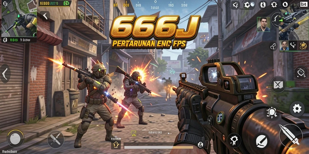 Tampilan menarik dari gameplay FPS di 666J.