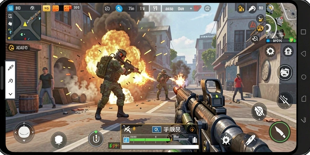 Screenshot utama dari 8ID menunjukkan aksi seru dalam gameplay TPS.