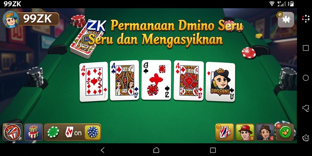 Tampilan gameplay <strong>99ZK</strong> yang menampilkan serunya permainan domino.