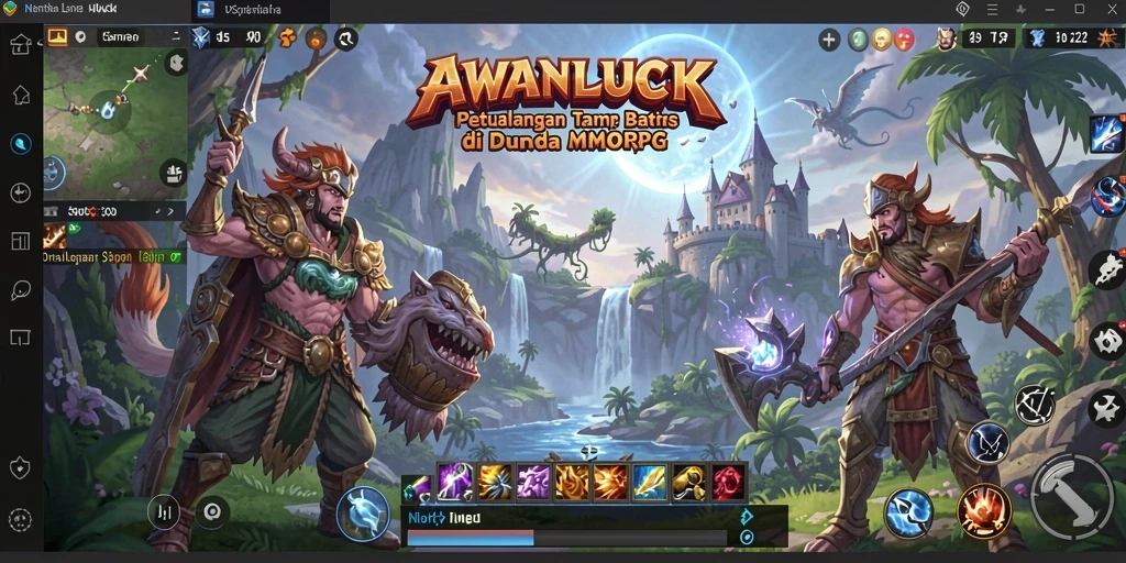 Tampilan gameplay menakjubkan dalam AWANLUCK dengan petualangan yang seru.