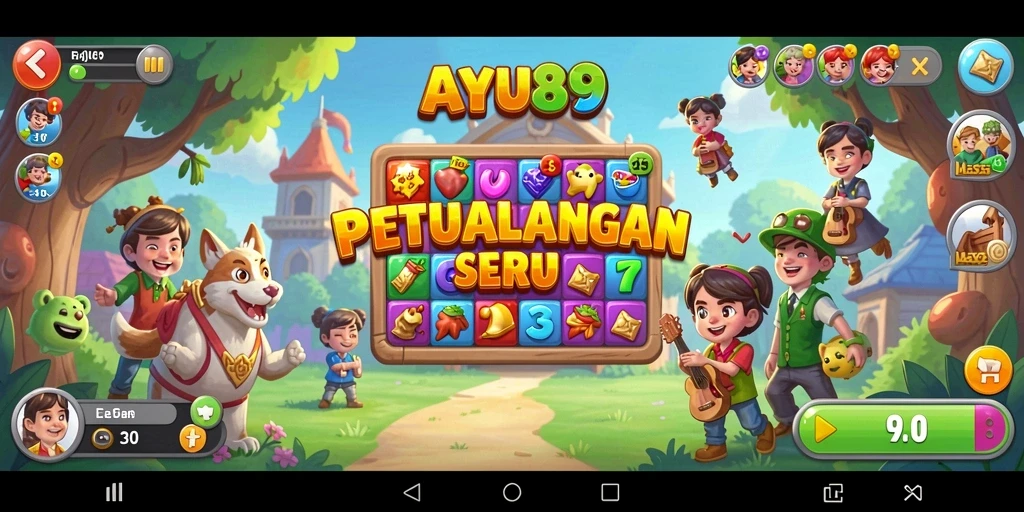 Screenshot gameplay AYU89 menampilkan aksi mencocokkan warna yang seru.