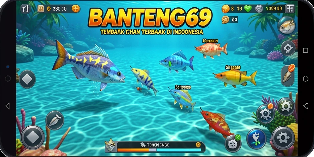 Tampilan gameplay seru menembak ikan di BANTENG69.