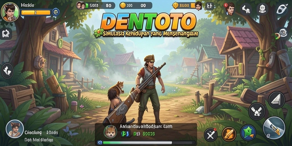 Screenshot gameplay DENTOTO menampilkan karakter dalam lingkungan yang dinamis.
