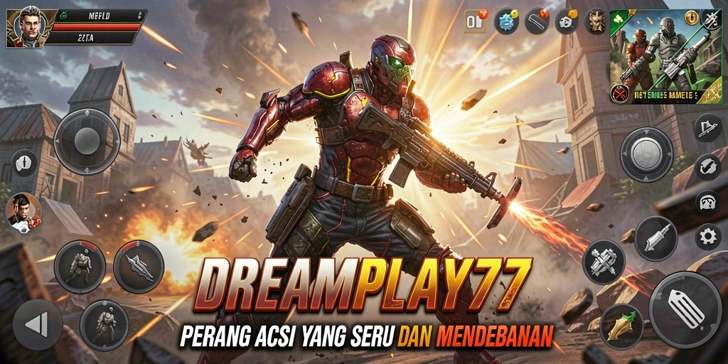 Screenshot gameplay <strong>DREAMPLAY77</strong> menampilkan aksi pertarungan yang intens dan seru.
