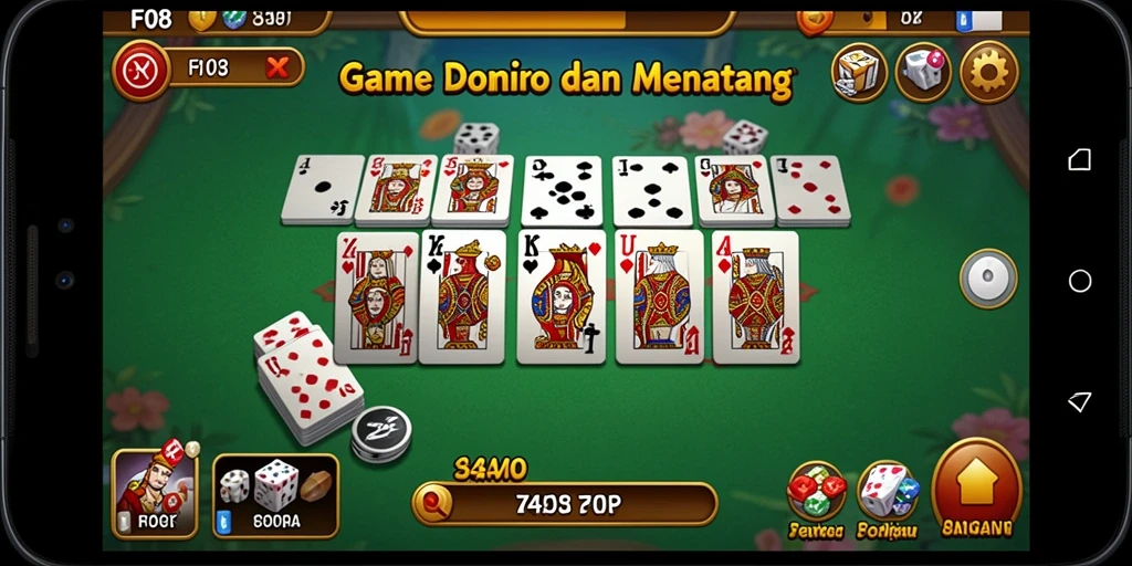 Screenshot F08 menampilkan antarmuka gameplay domino yang menarik dan interaktif.