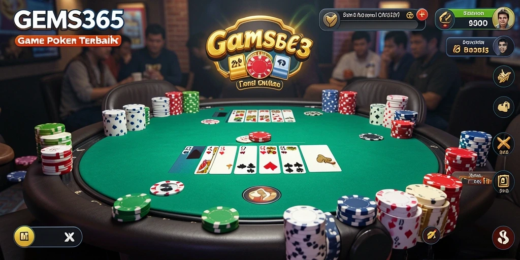 Tampilan gameplay Poker yang menarik dan interaktif di GEMS365.