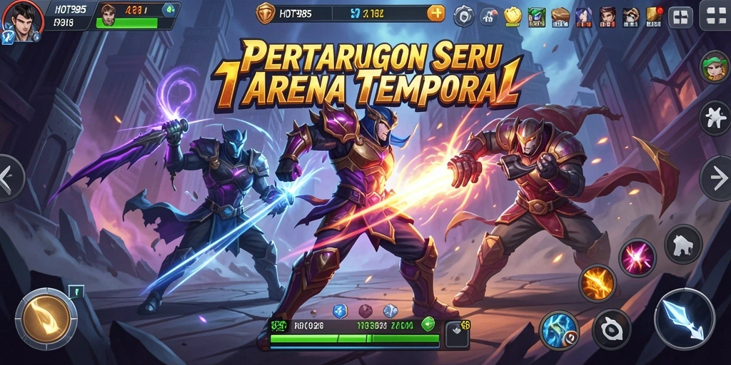 Gameplay HOT985 yang mendebarkan dengan aksi pertarungan seru.