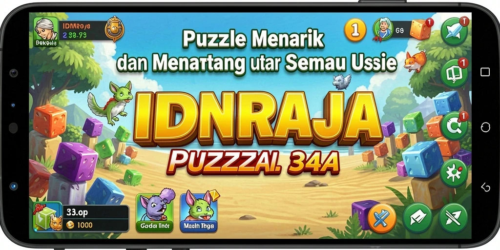 Tampilan utama gameplay IDNRAJA dengan teka-teki menarik.