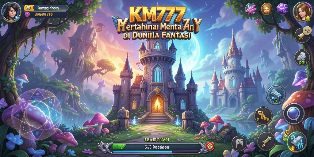 Screenshot utama KM777 menampilkan aksi seru pertahanan menara yang dramatis.