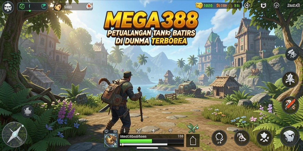 Gameplay MEGA388 yang menggambarkan eksplorasi dunia terbuka.
