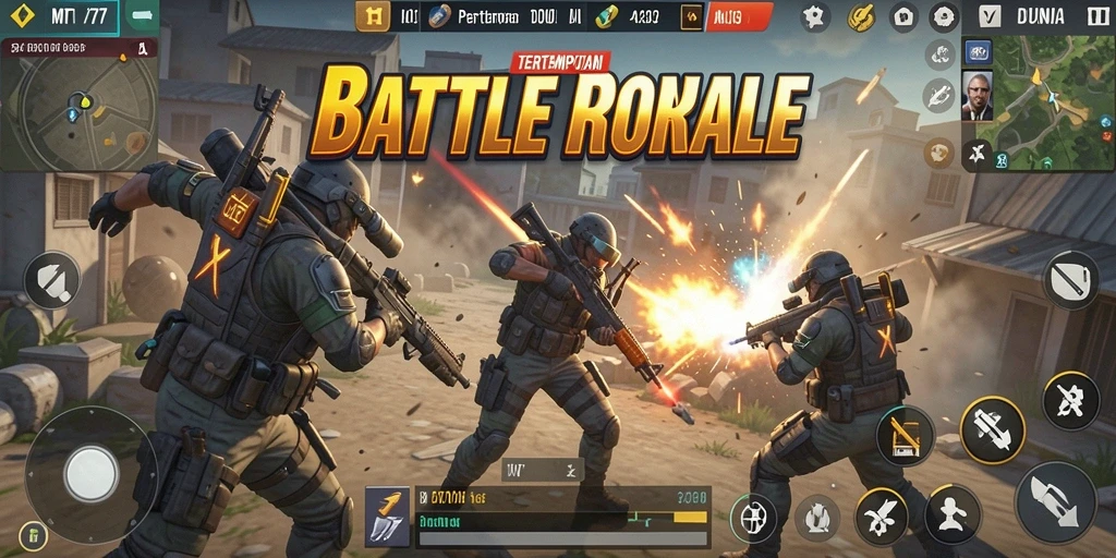 Screenshot gameplay <strong>MT777</strong> menampilkan aksi seru dalam pertempuran Battle Royale.