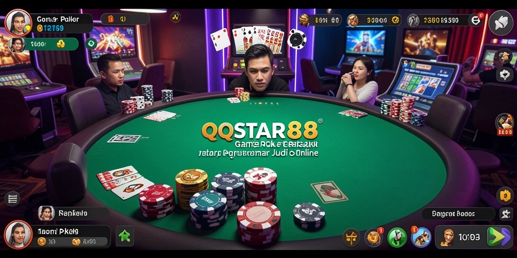 Tampilan gameplay Poker yang seru dan menegangkan di QQSTAR88.