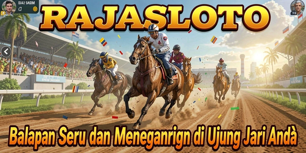 Screenshot utama RAJASLOTO memperlihatkan aksi balap yang mendebarkan dan penuh kecepatan.