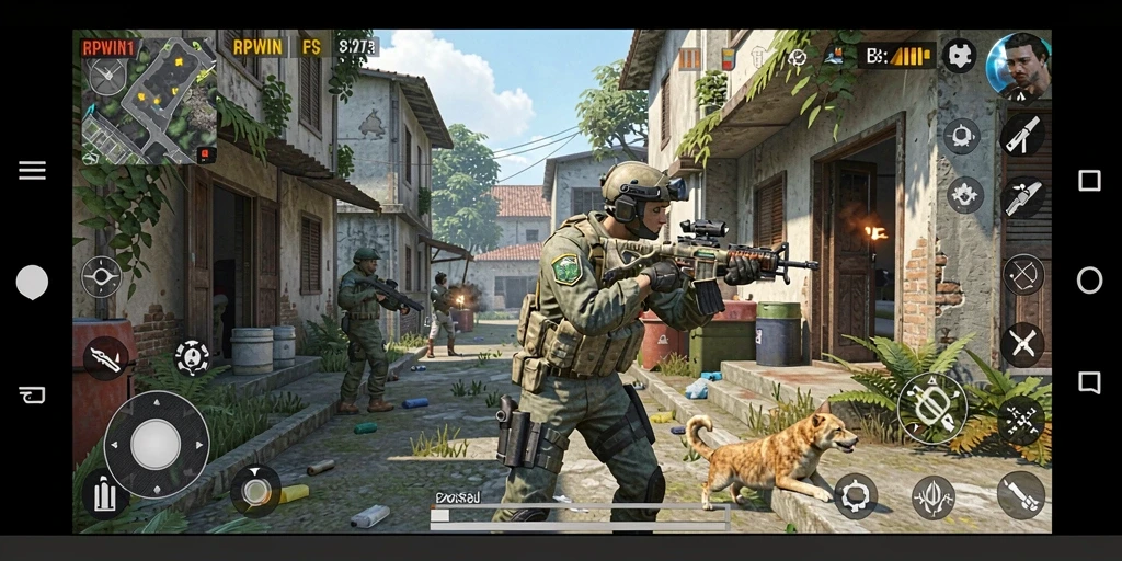 Tampilan gameplay aksi seru di RPWIN1 dengan grafis menakjubkan.