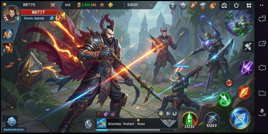 Tampilan gameplay RR777 yang dinamis dengan elemen strategi yang mendalam.