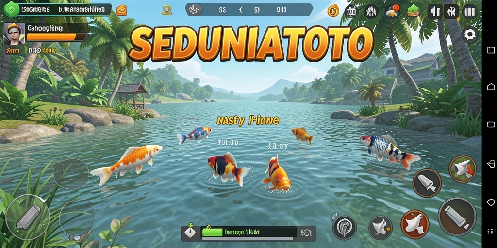 Screenshot gameplay SEDUNIATOTO menampilkan aksi memancing yang mendebarkan.