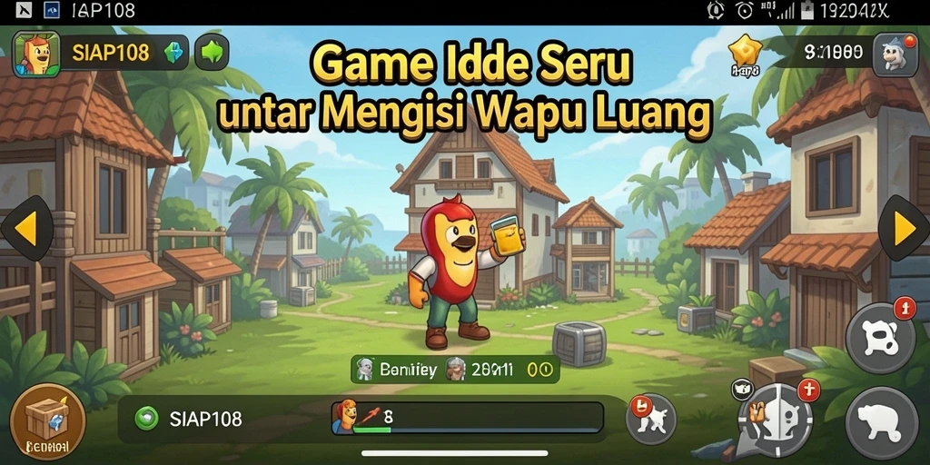 Tampilan gameplay SIAP108 dengan karakter dan sumber daya yang berkembang.