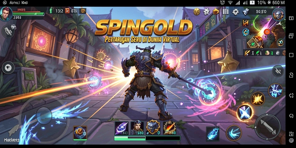 Screenshot SPINGOLD menampilkan aksi pertarungan yang mendebarkan dan karakter yang kuat.